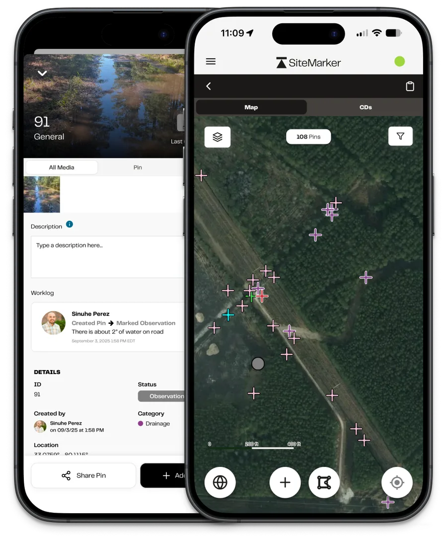 SiteMarker ecological restoration field documentation app on mobile